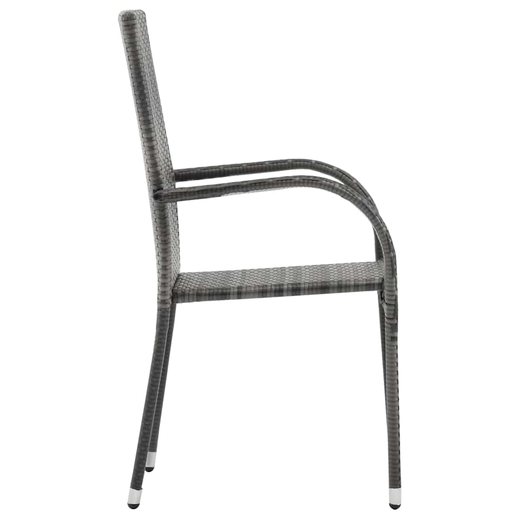 Grey Poly Rattan Stacking Outdoor Dining Chairs Set of 2 A511