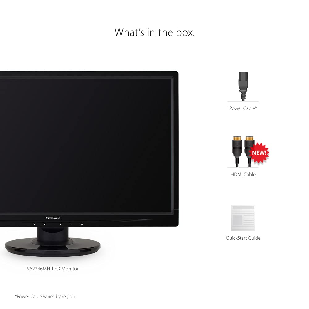 22 Inch Full HD 1080p LED Monitor with HDMI and VGA Inputs, Black Y2640