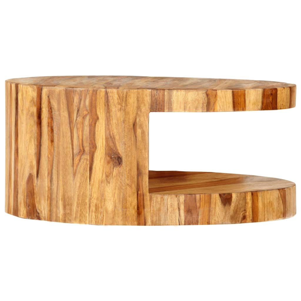 Round Coffee Table 25.6"x11.8" Solid Sheesham Wood X274596