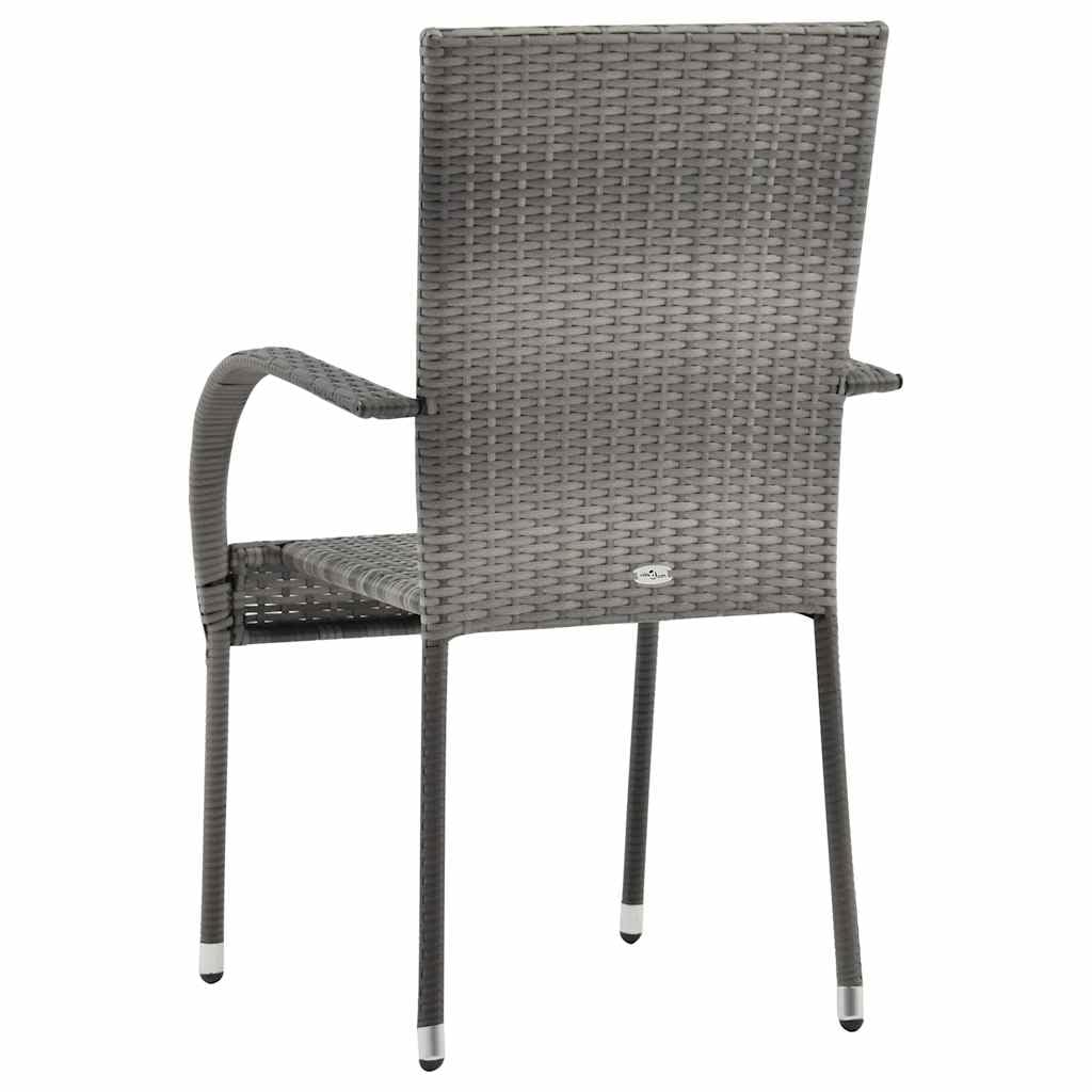 Grey Poly Rattan Stacking Outdoor Dining Chairs Set of 2 A511