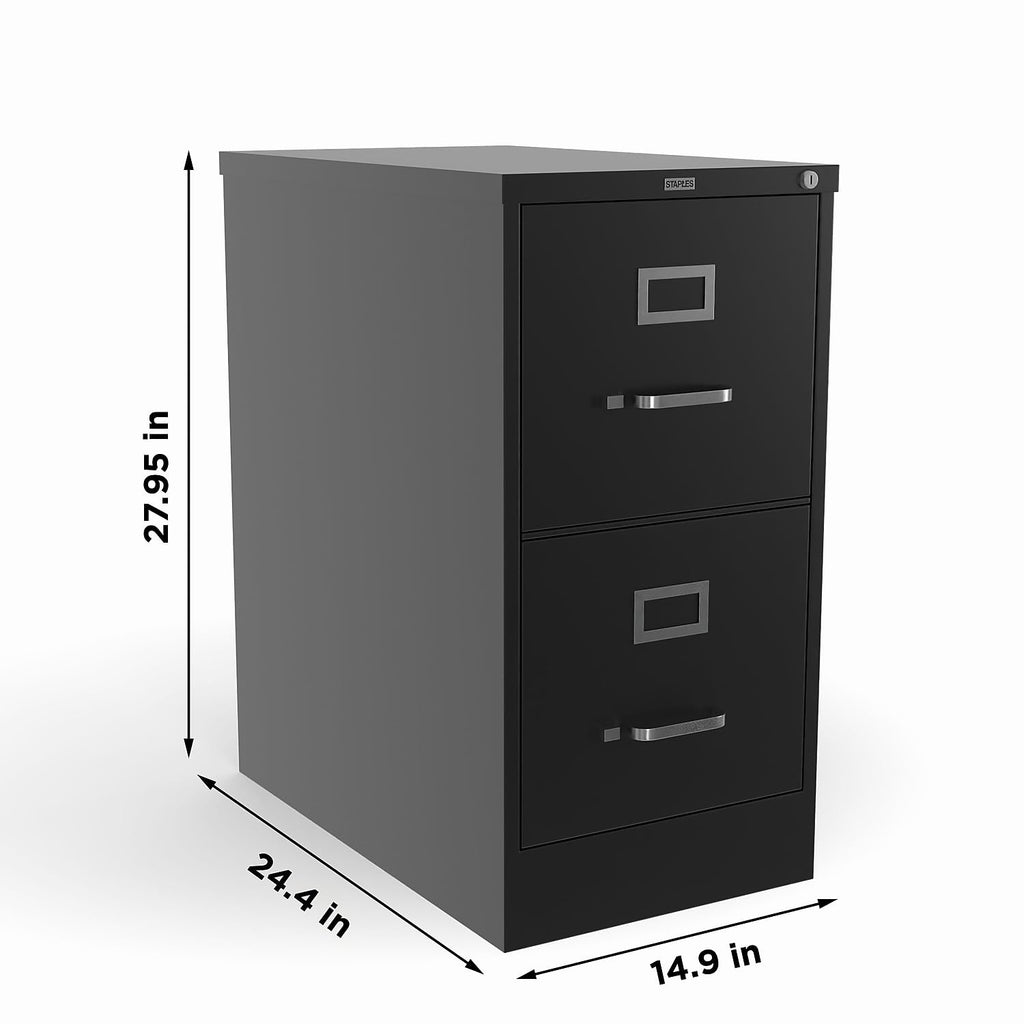 Black 2 Drawer Letter Size Lockable File Cabinet O4621