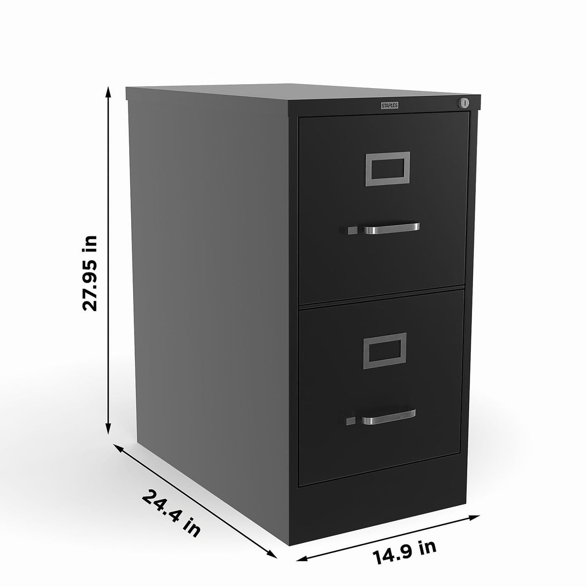 Black 2 Drawer Letter Size Lockable File Cabinet O4621