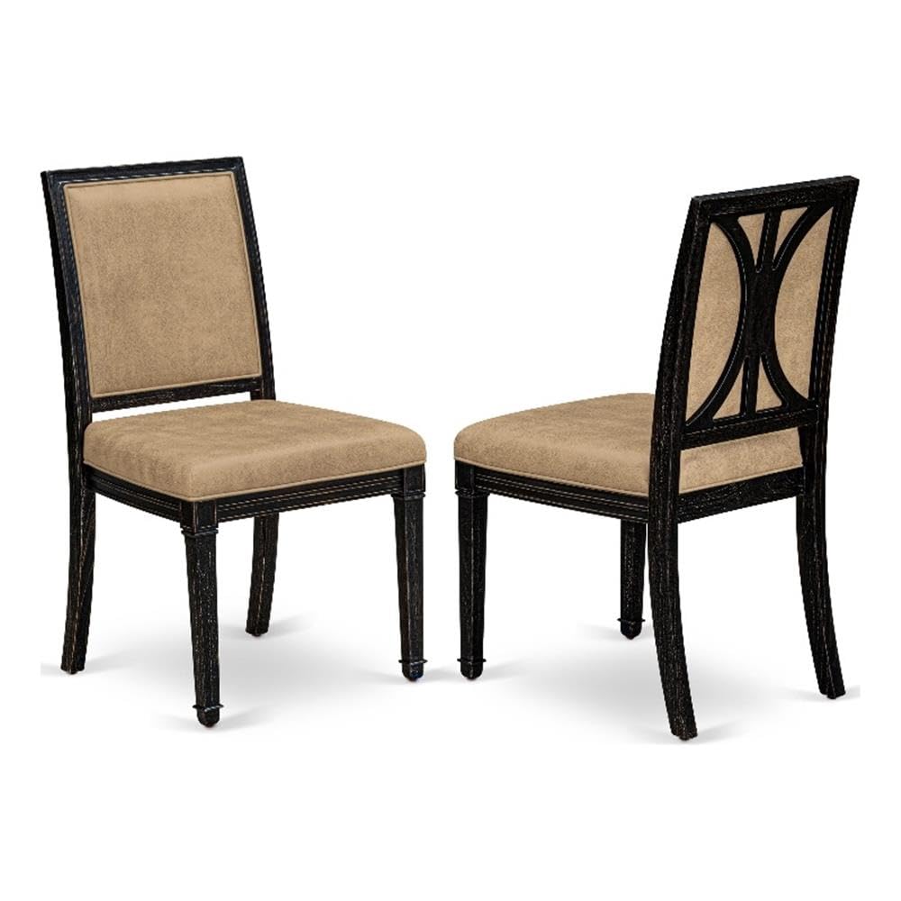 Acacia Wood Beige PU Leather Dining Chairs Set of 2 K600