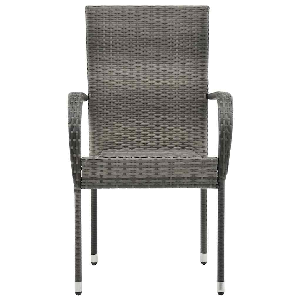 Grey Poly Rattan Stacking Outdoor Dining Chairs Set of 2 A511