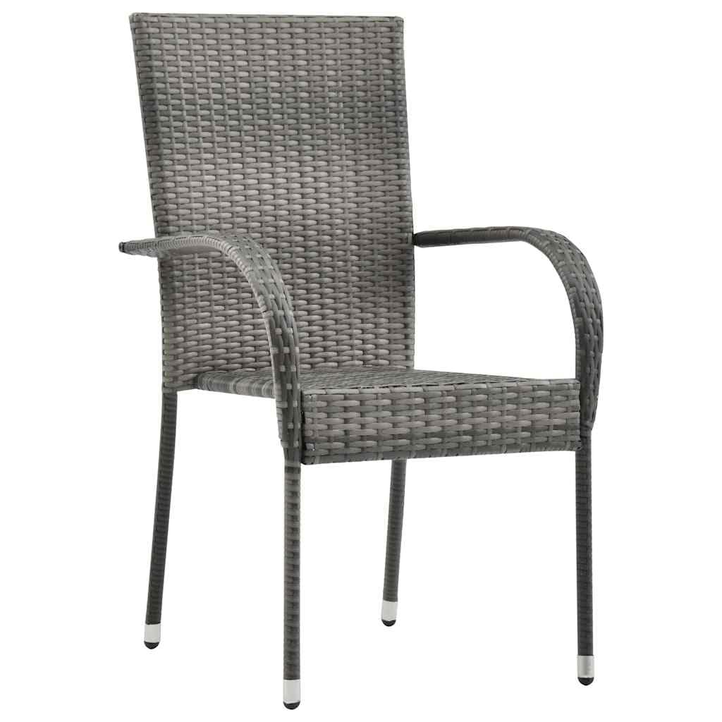 Grey Poly Rattan Stacking Outdoor Dining Chairs Set of 2 A511