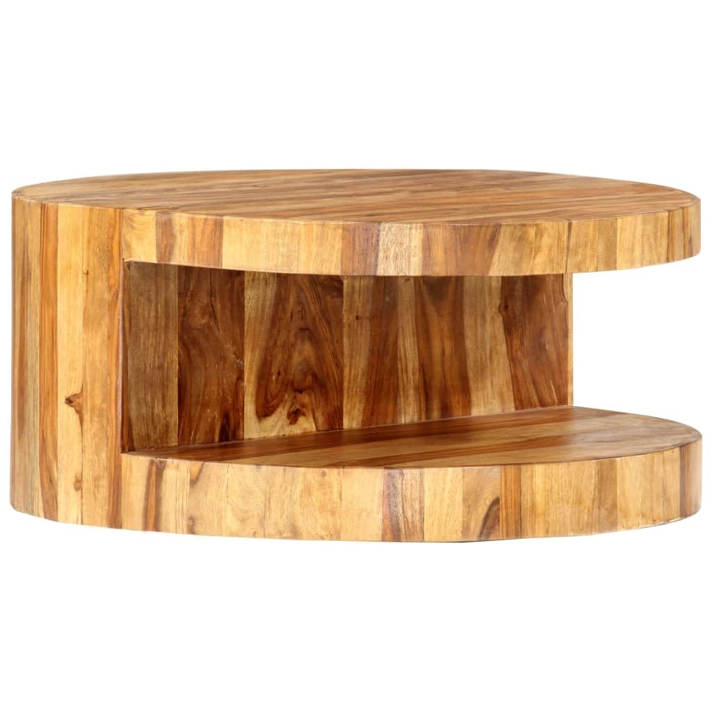 Round Coffee Table 25.6"x11.8" Solid Sheesham Wood X274596