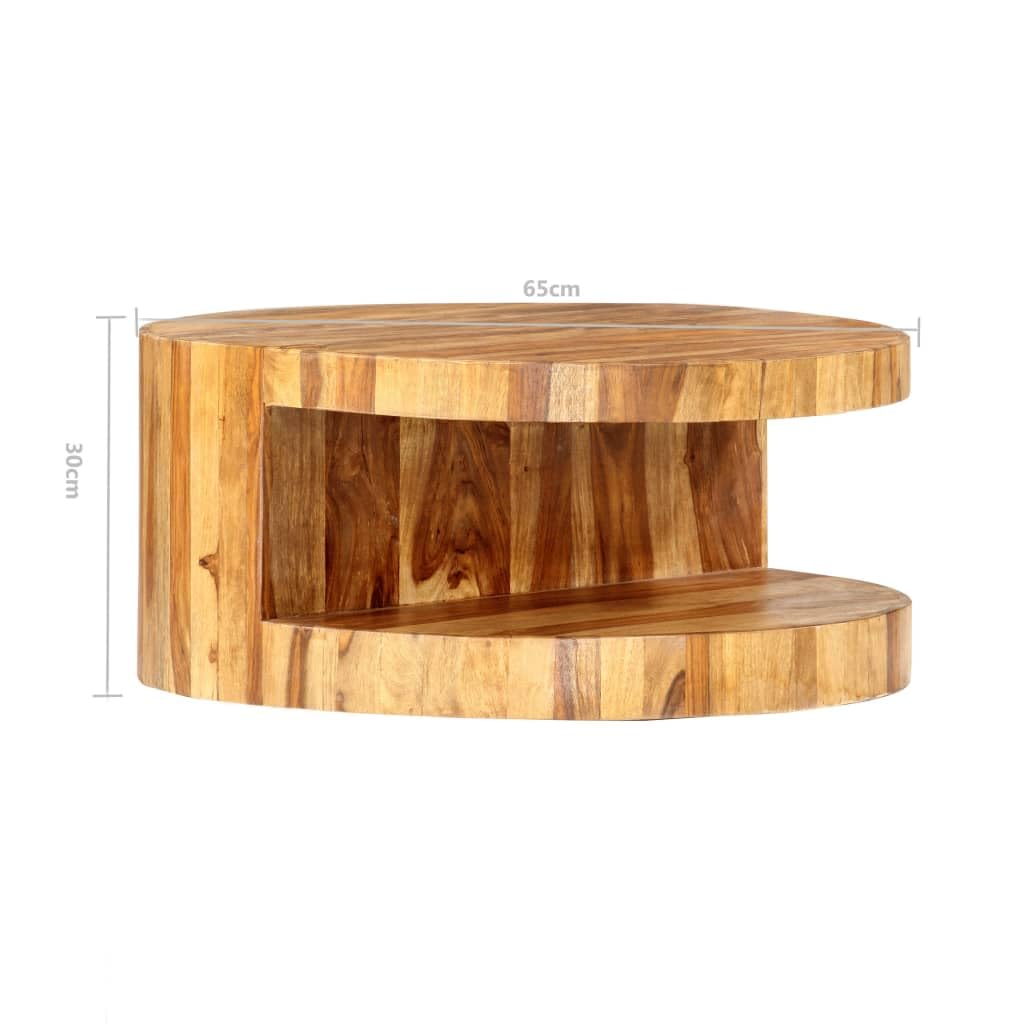 Round Coffee Table 25.6"x11.8" Solid Sheesham Wood X274596