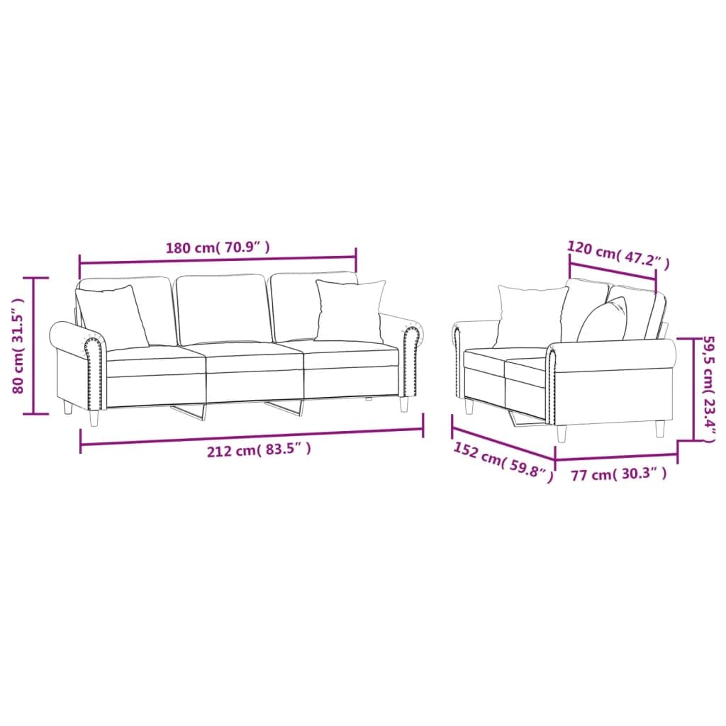 Light Gray Velvet 2 Piece Sofa Set F41312