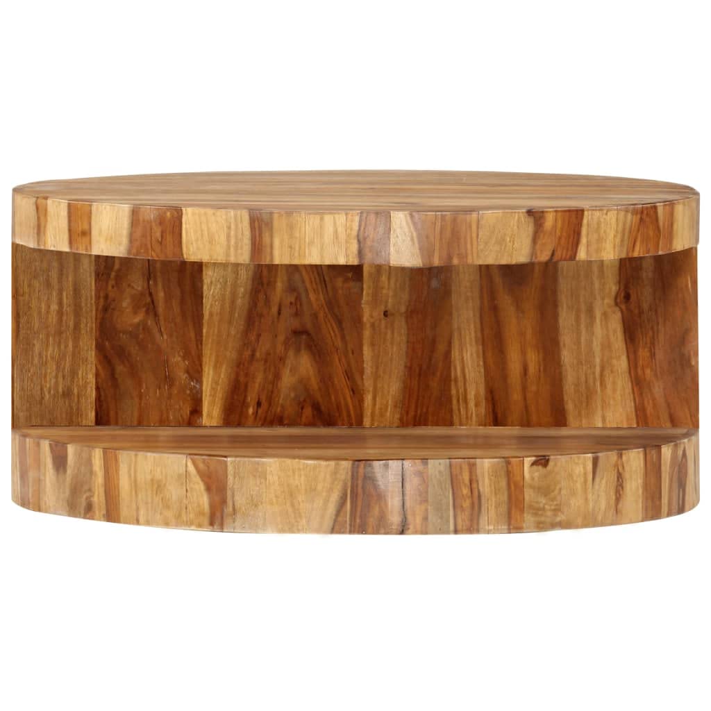 Round Coffee Table 25.6"x11.8" Solid Sheesham Wood X274596