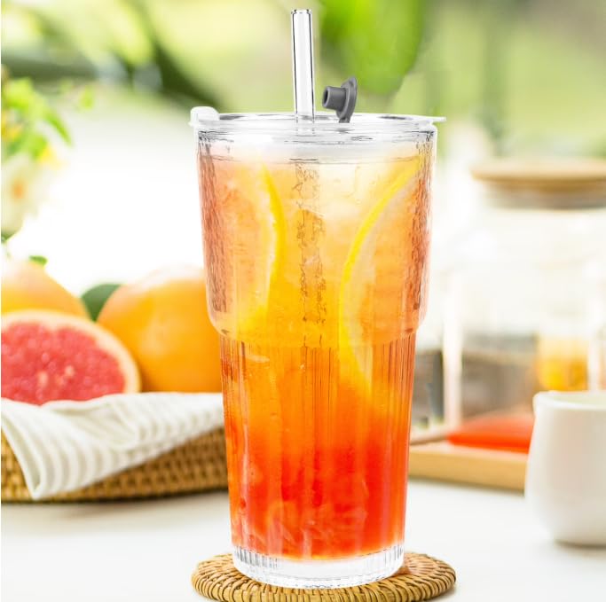 20 oz Glass Tumbler with Lid and Straw K141249