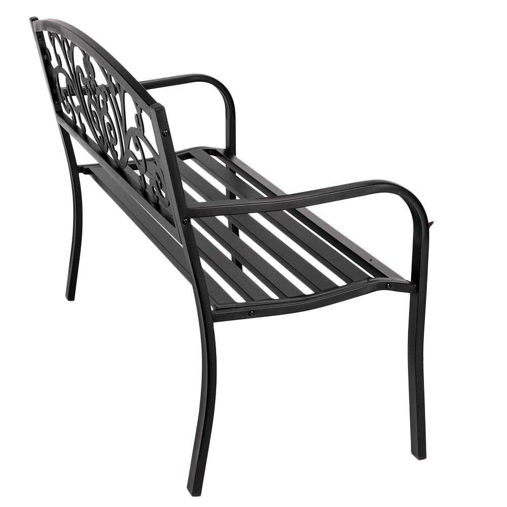 50" Black Metal Patio Bench G937997