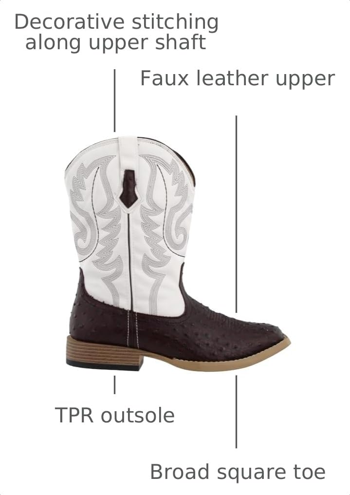 Brown Mid Calf Square Toe Boots Z201