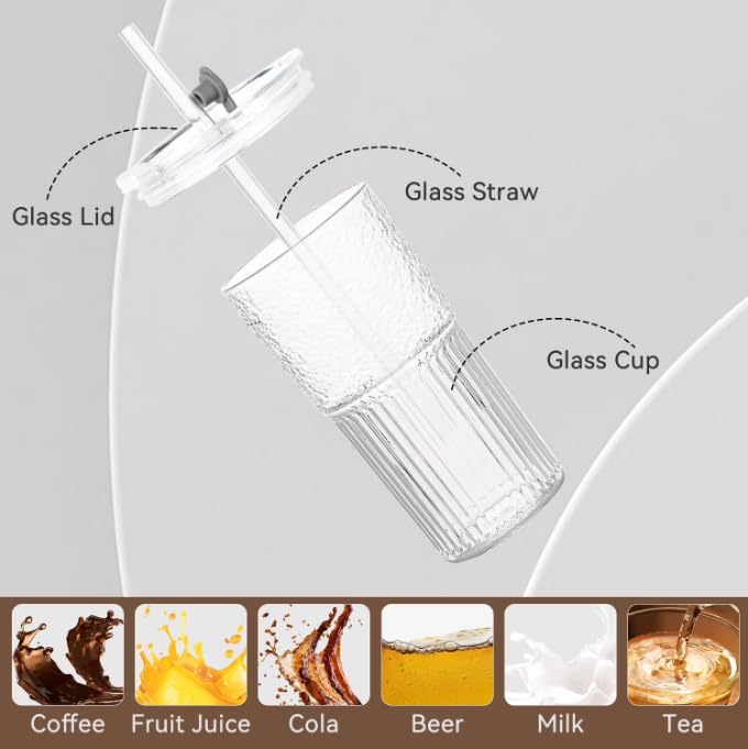 20 oz Glass Tumbler with Lid and Straw K141249