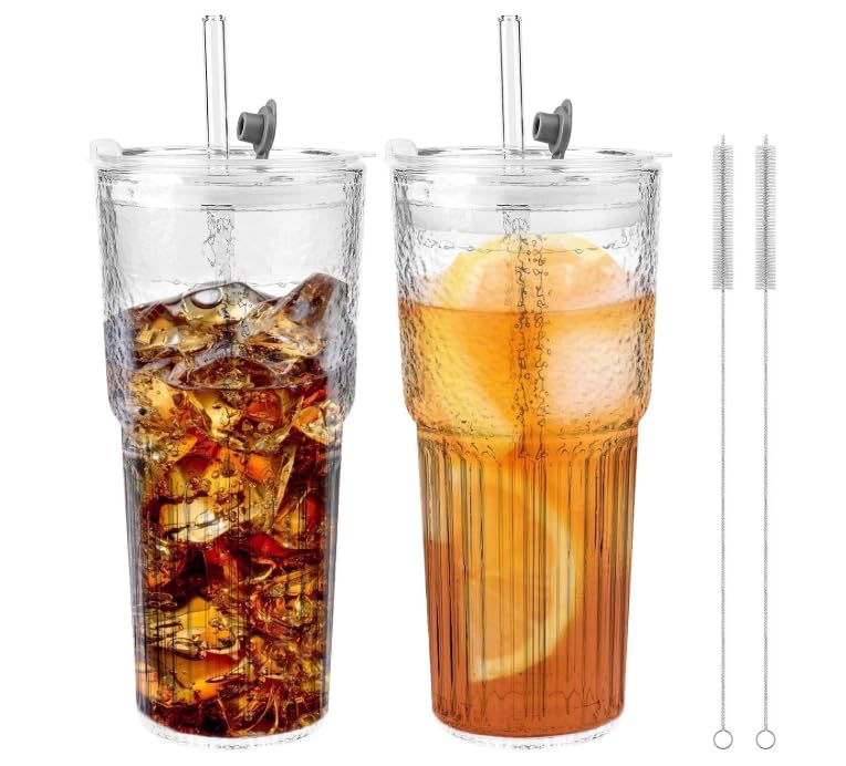 20 oz Glass Tumbler with Lid and Straw K141249