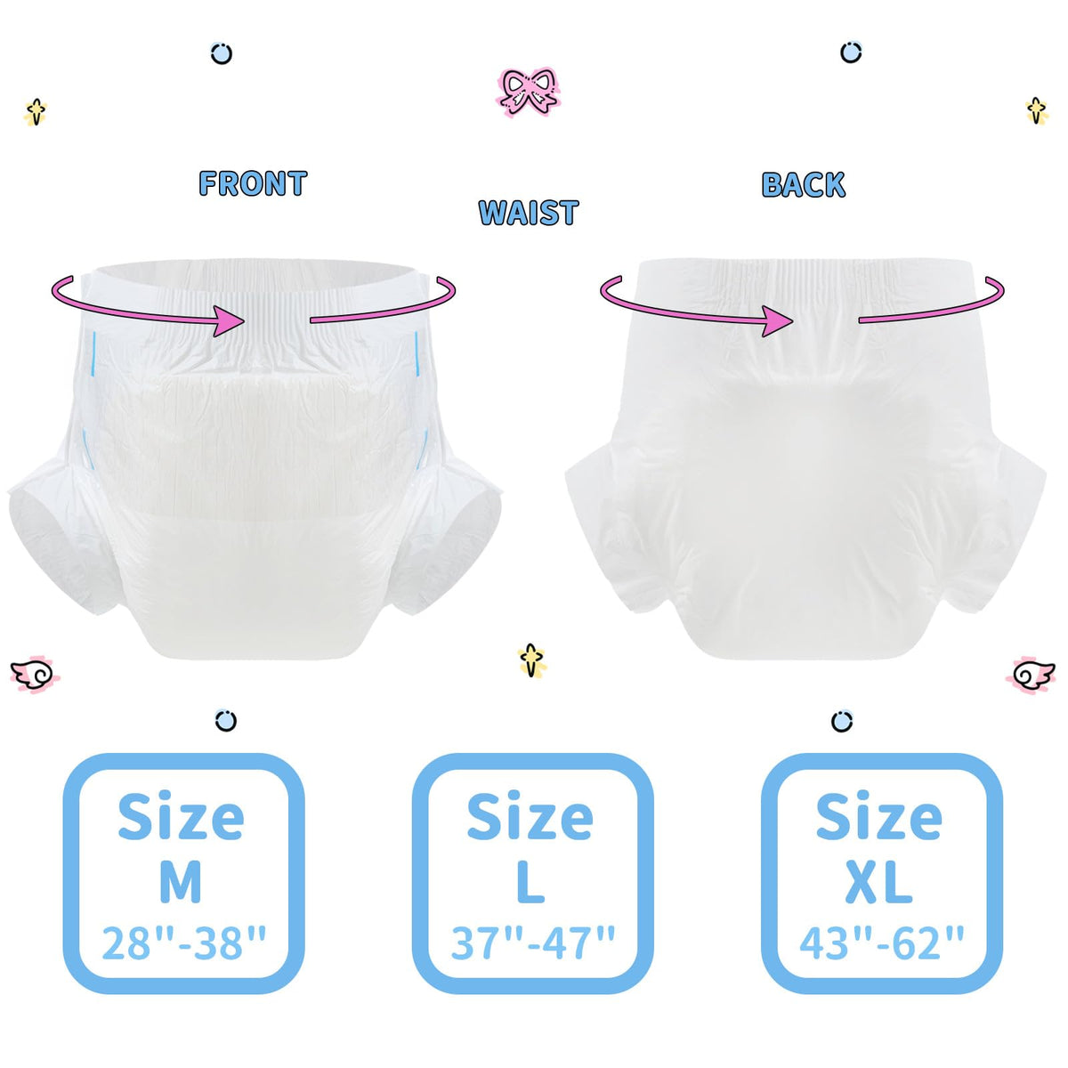 Diaper 10 Pieces Protective Underwear White 28"-38" J6327