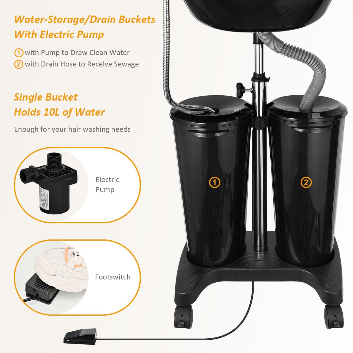 Portable Shampoo Bowl with Electric Pump W933951