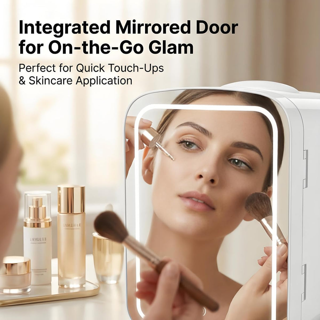 4L Mini Skincare Refrigerator with Dimmable LED Mirror L486