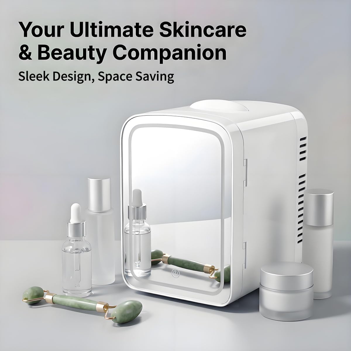 4L Mini Skincare Refrigerator with Dimmable LED Mirror L486