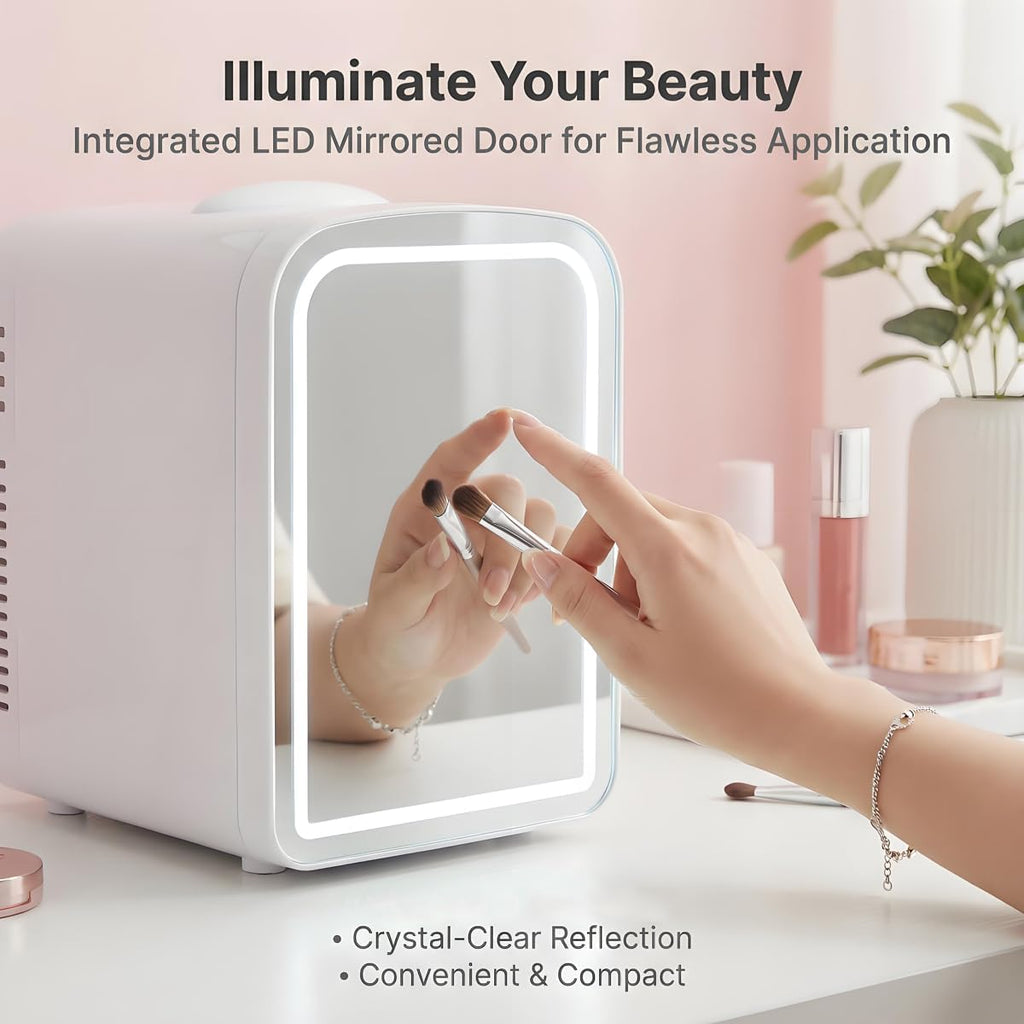 4L Mini Skincare Refrigerator with Dimmable LED Mirror L486