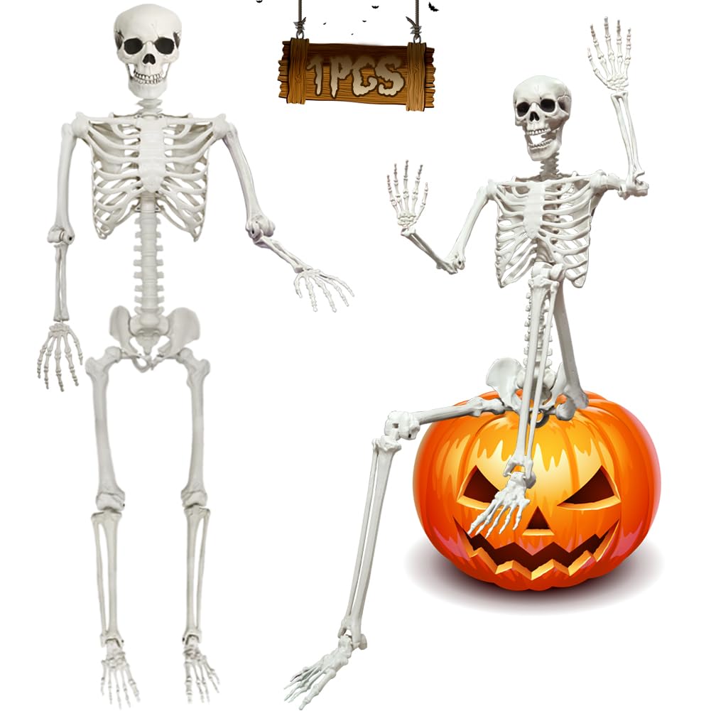 5.9FT Poseable Life Size Skeleton with Movable Joints Y803026