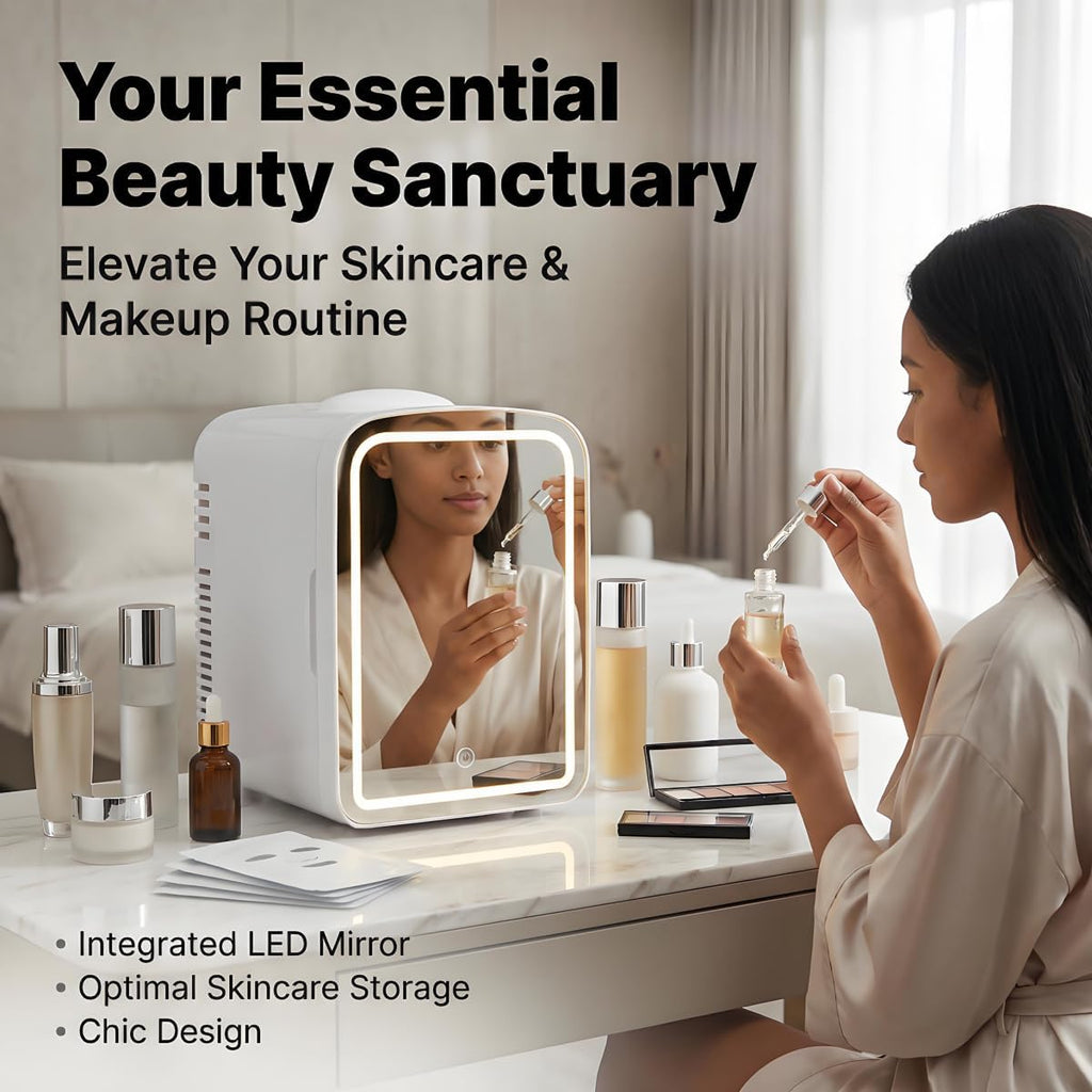 4L Mini Skincare Refrigerator with Dimmable LED Mirror L486