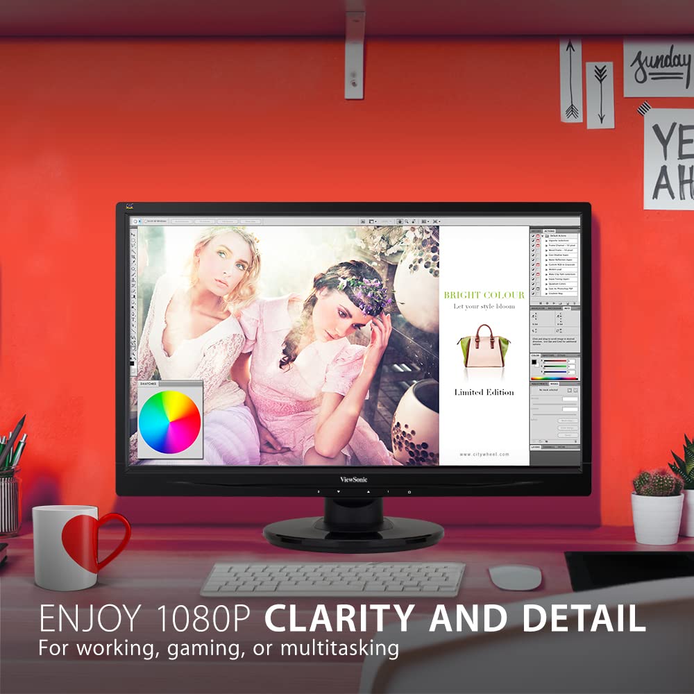 22 Inch Full HD 1080p LED Monitor with HDMI and VGA Inputs, Black Y2640