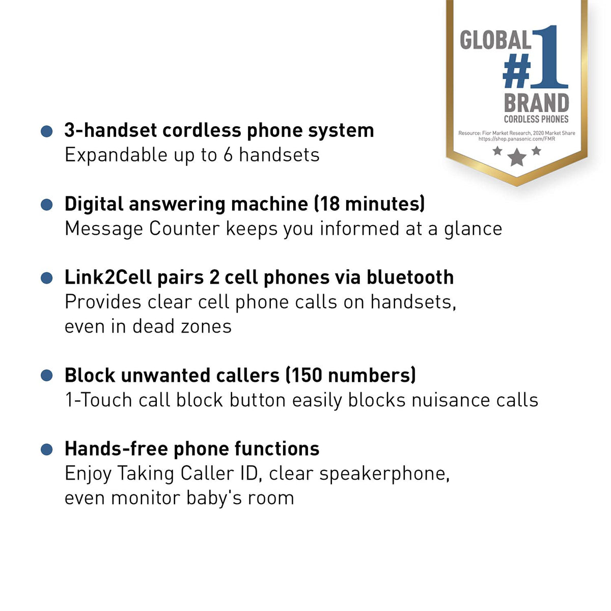 Expandable Cordless Phone System with Answering Machine, 3 Handsets A551869