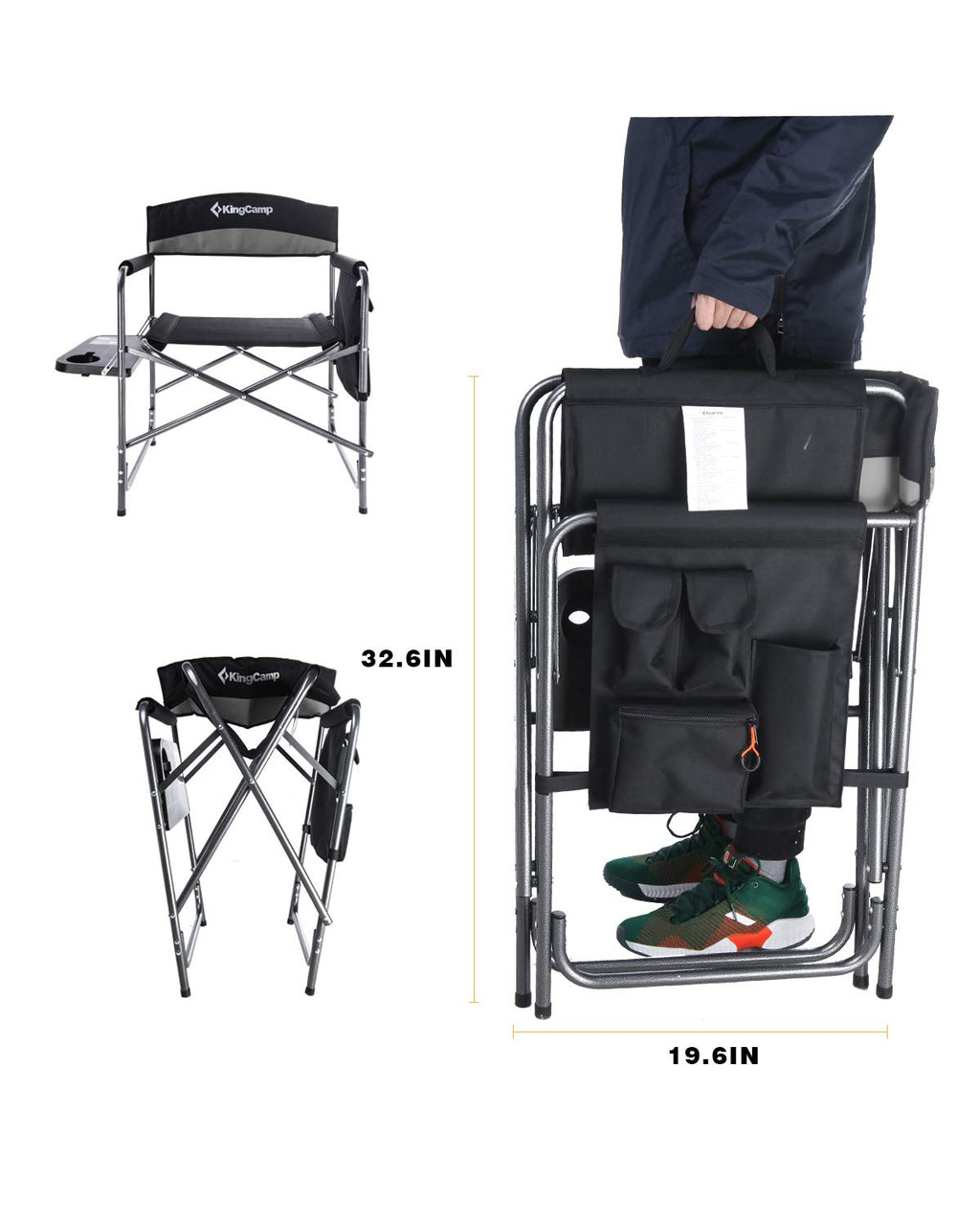 Heavy Duty Padded Folding Camping Chair with Side Table S240103