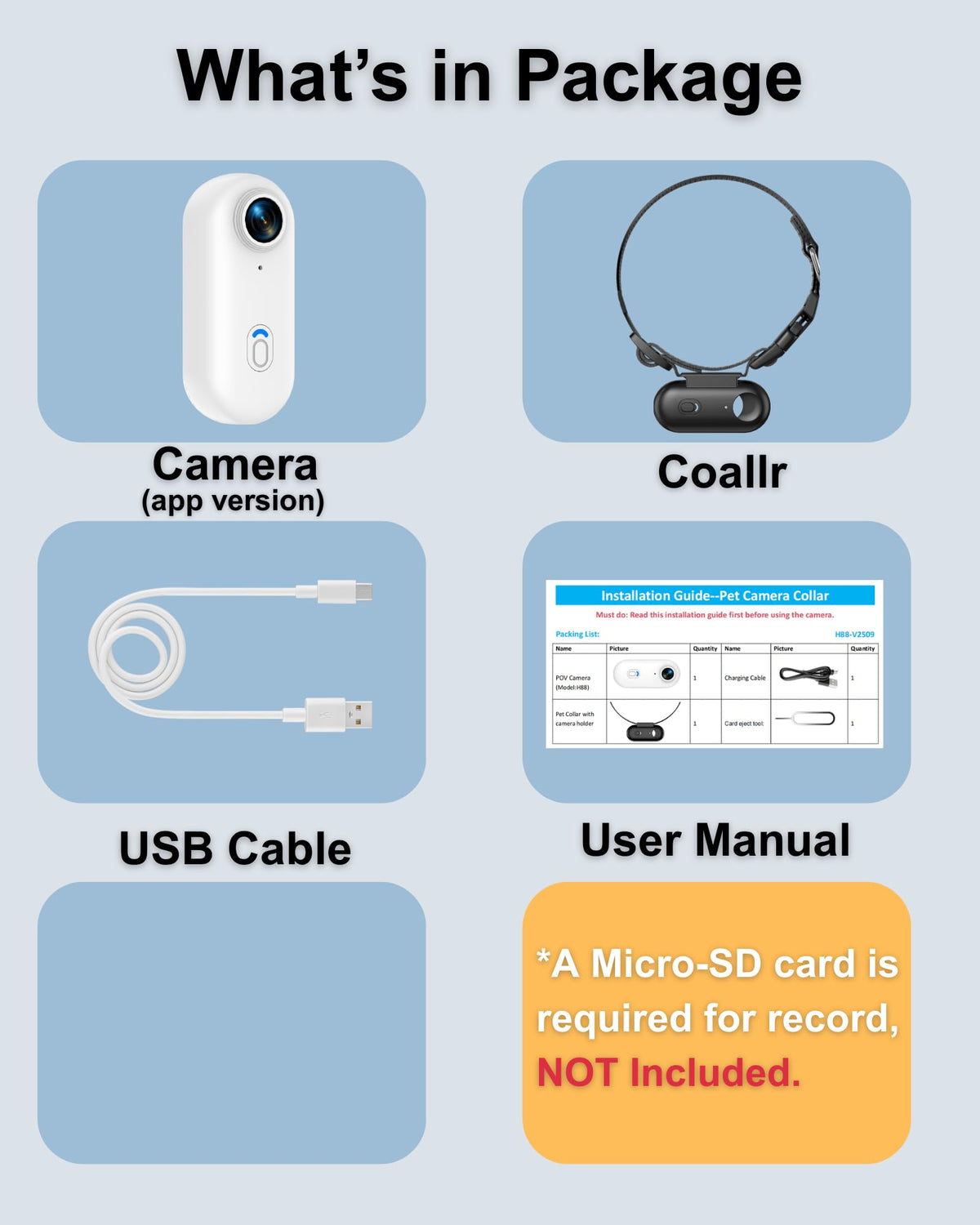 Cat Camera Collar with APP, 1080P HD Pet POV Video Recording V994