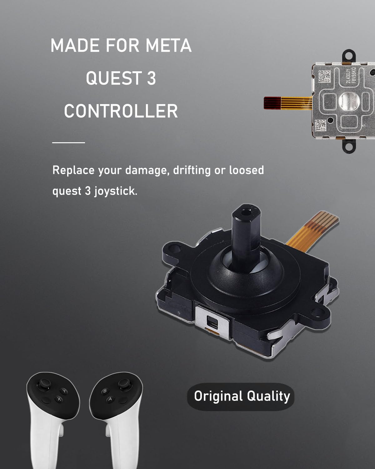 4 Pack Joystick Replacement Kit, Include 4 Joysticks, 4 Thumbstick Grips, T5 Screwdriver, Tweezer, Pry Tool R272