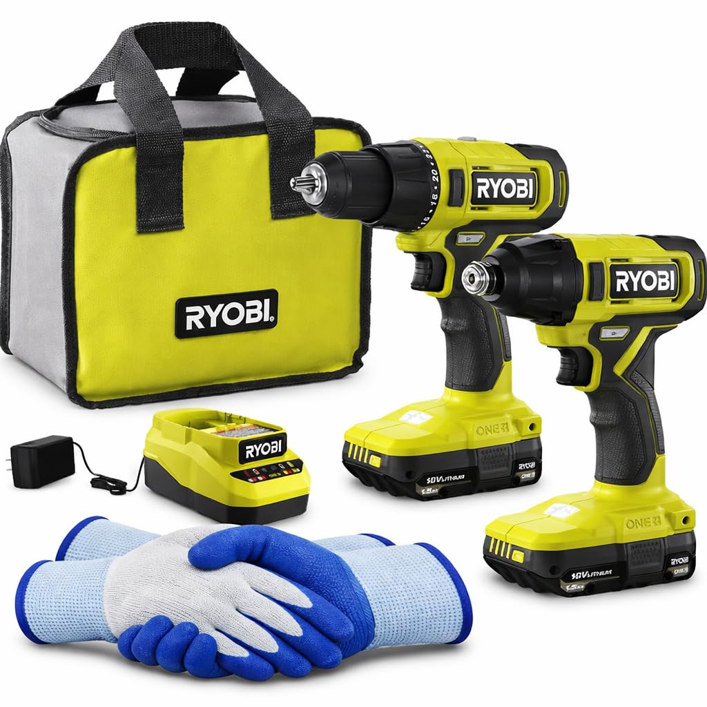 18V Cordless Drill Impact Driver Combo Kit 2-Tool Set with Batteries Charger X9413