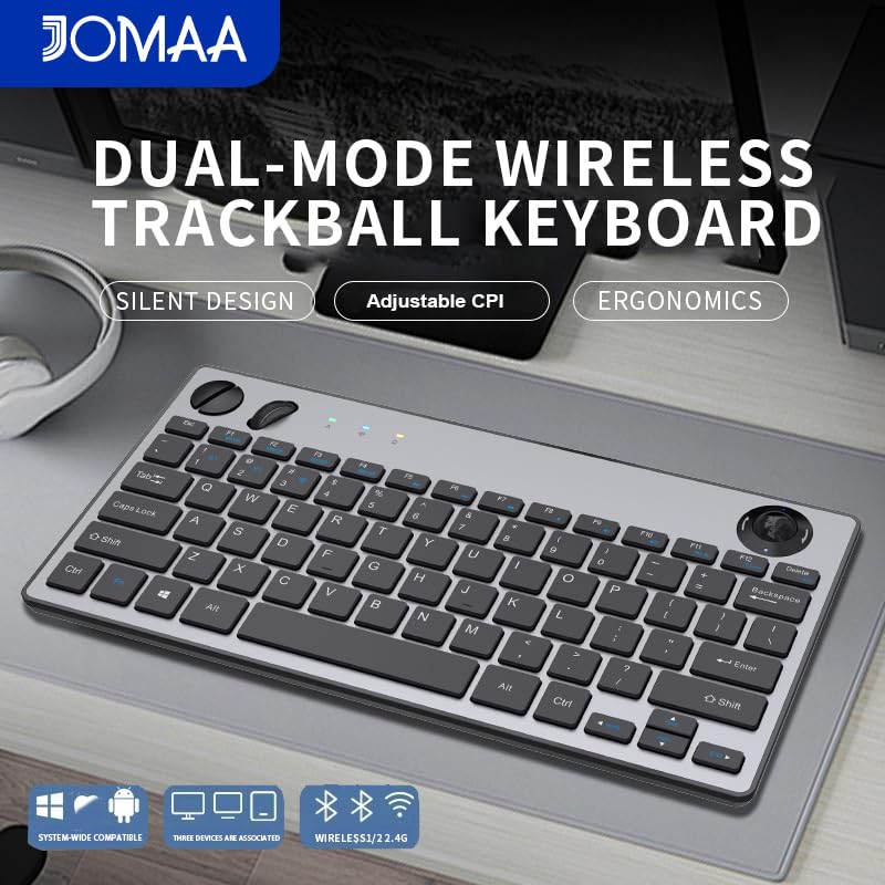 78 Keys Dual Mode Wireless Trackball Keyboard E6941