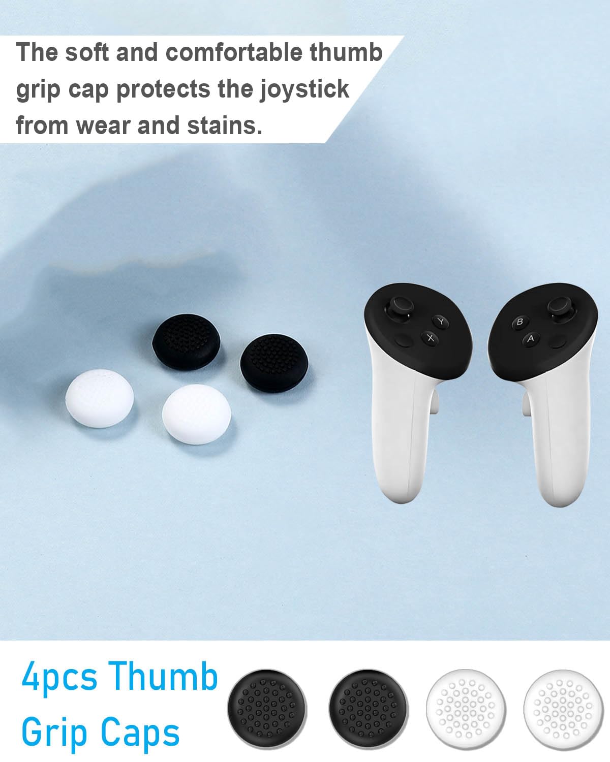 4 Pack Joystick Replacement Kit, Include 4 Joysticks, 4 Thumbstick Grips, T5 Screwdriver, Tweezer, Pry Tool R272
