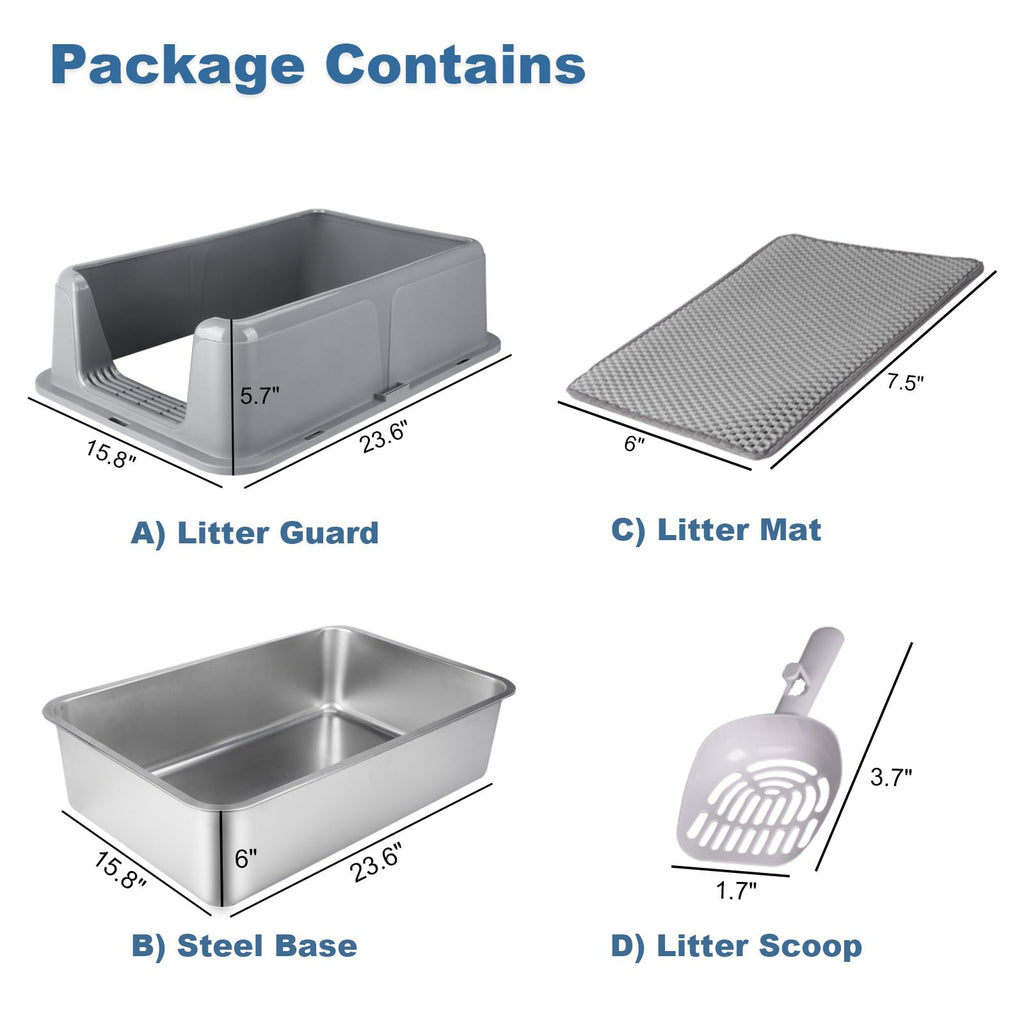 XL Stainless Steel Cat Litter Box with Lid X15526