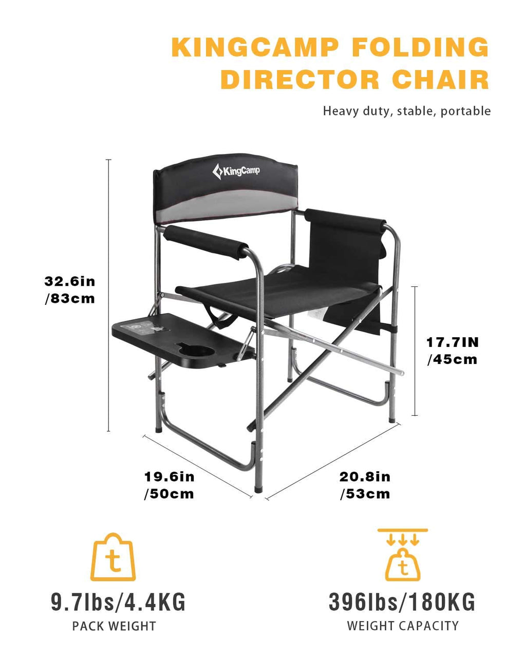 Heavy Duty Padded Folding Camping Chair with Side Table S240103