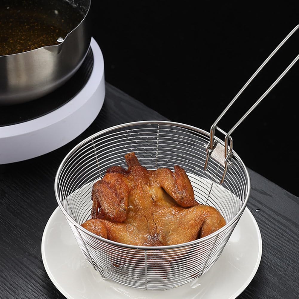 Stainless Steel Deep Fryer Basket with Detachable Handle 9 Inch L437