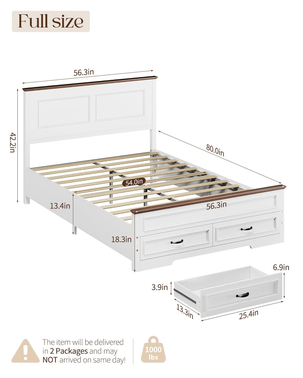 Full Size Platform Bed Frame with Headboard P558