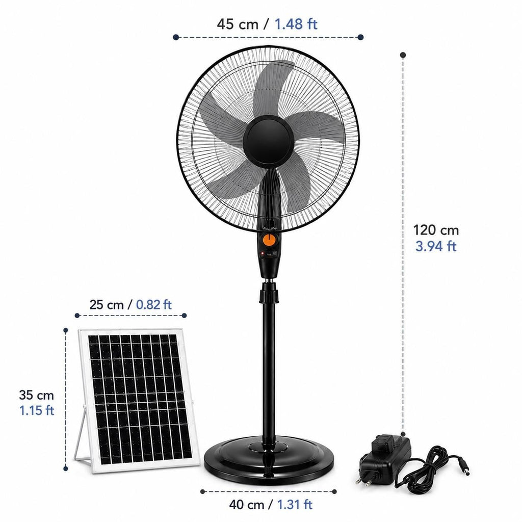 Rechargeable Pedestal Fan with Solar Panel E6841