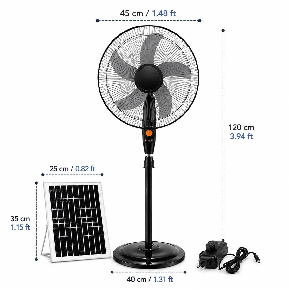 Rechargeable Pedestal Fan with Solar Panel E6841