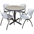 Round Breakroom Table Set with 4 Chairs Grey U5462