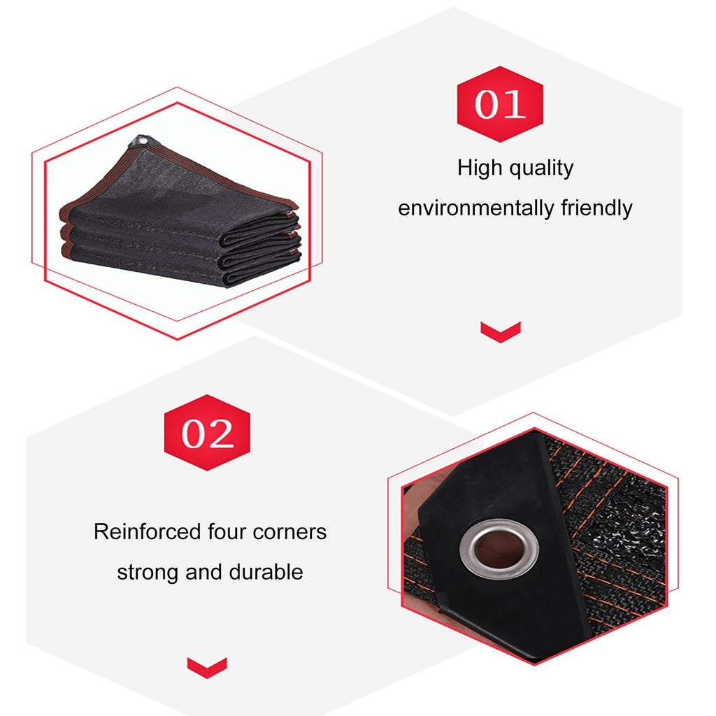 90% UV Resistant Black Shade Cloth with Grommets 5x9m L14087