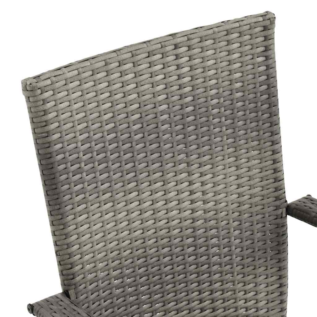 Grey Poly Rattan Stacking Outdoor Dining Chairs Set of 2 A511