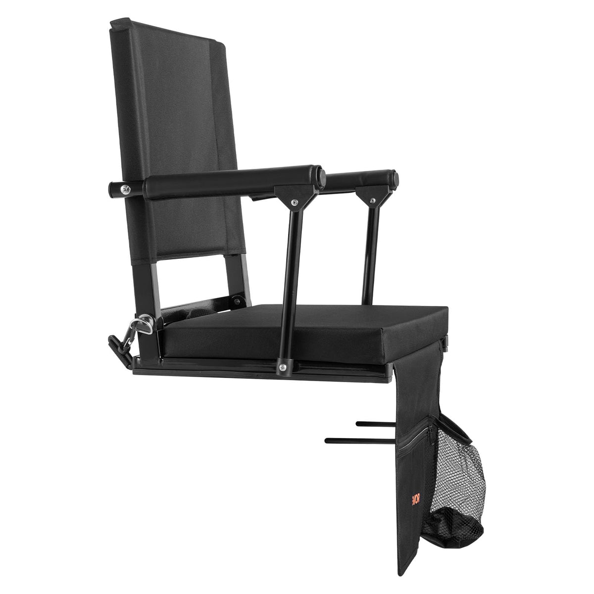 Portable Bleacher Seat with Armrest, Back Support and Cup Holder, Black S187597
