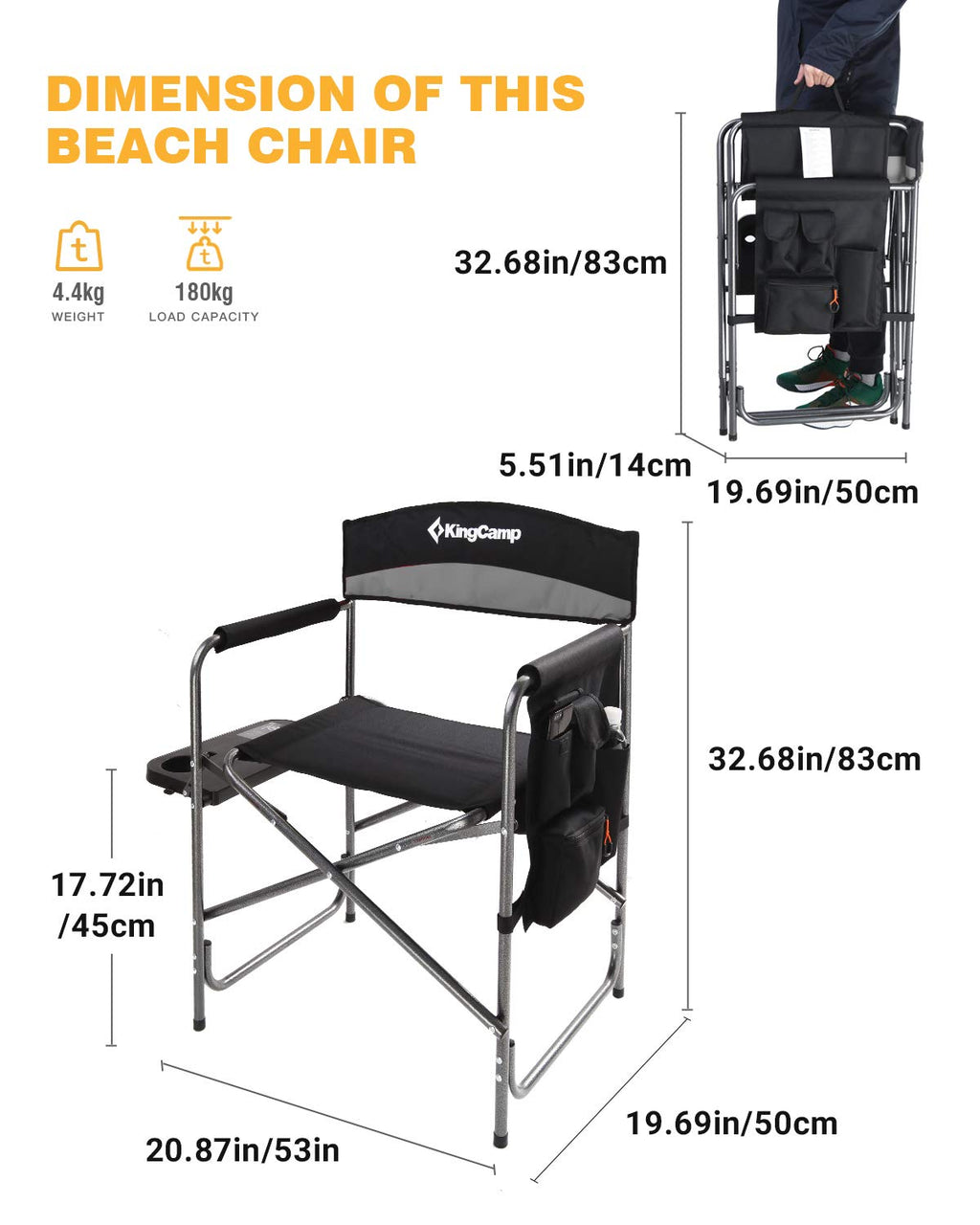 Heavy Duty Padded Folding Camping Chair with Side Table S240103