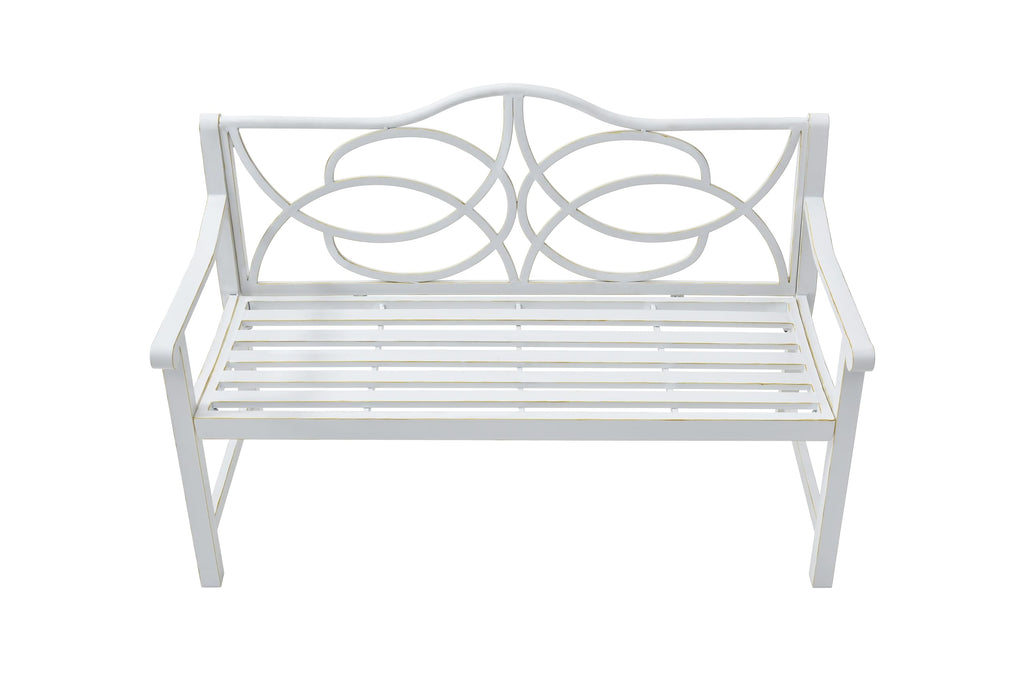 50" Outdoor Metal Park Bench with Backrest and Armrest Z9881