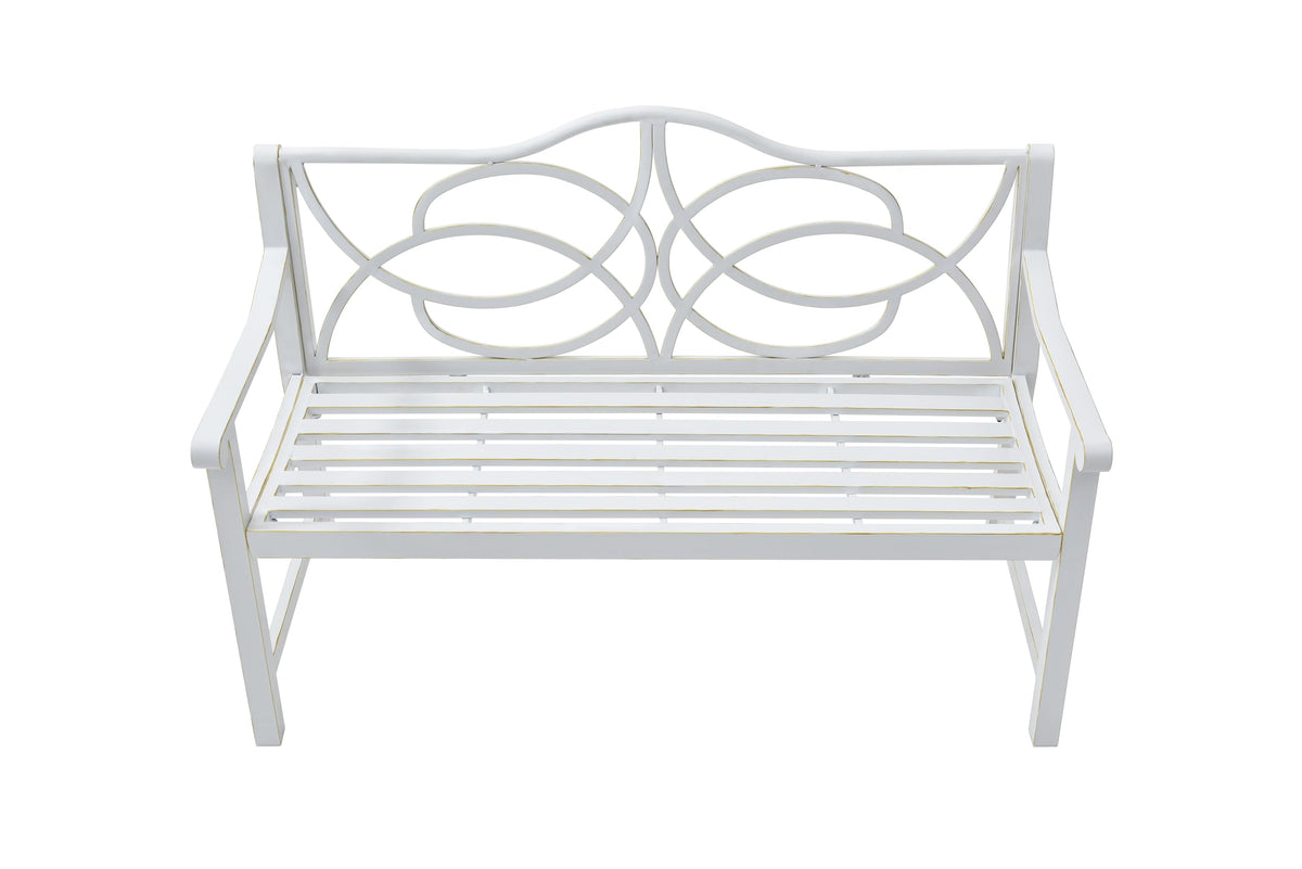 50" Outdoor Metal Park Bench with Backrest and Armrest Z9881