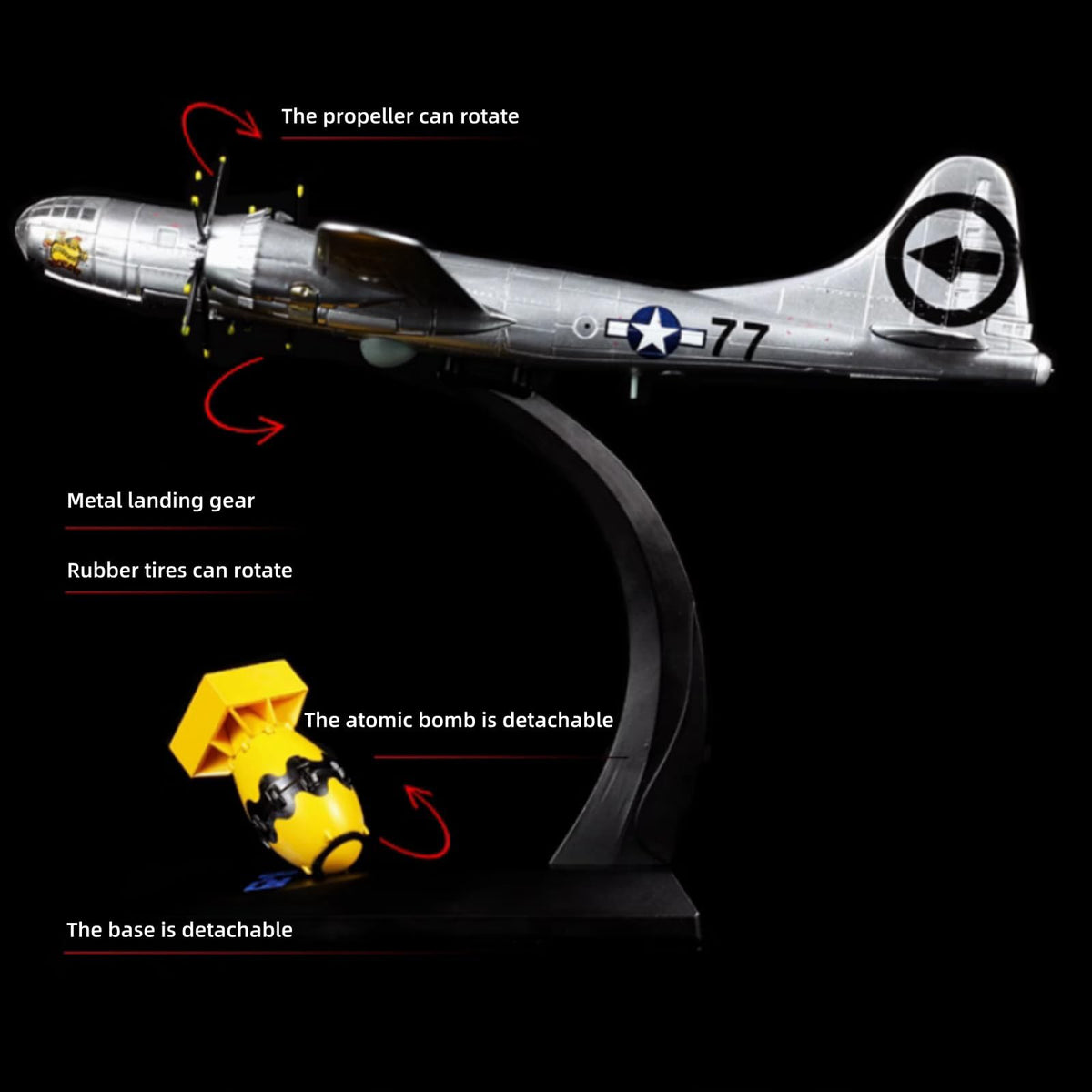 1/144 Scale WWII B-29 Superfortress Bomber Alloy Model Plane F805695