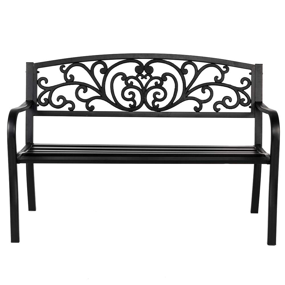 50" Black Metal Patio Bench G937997