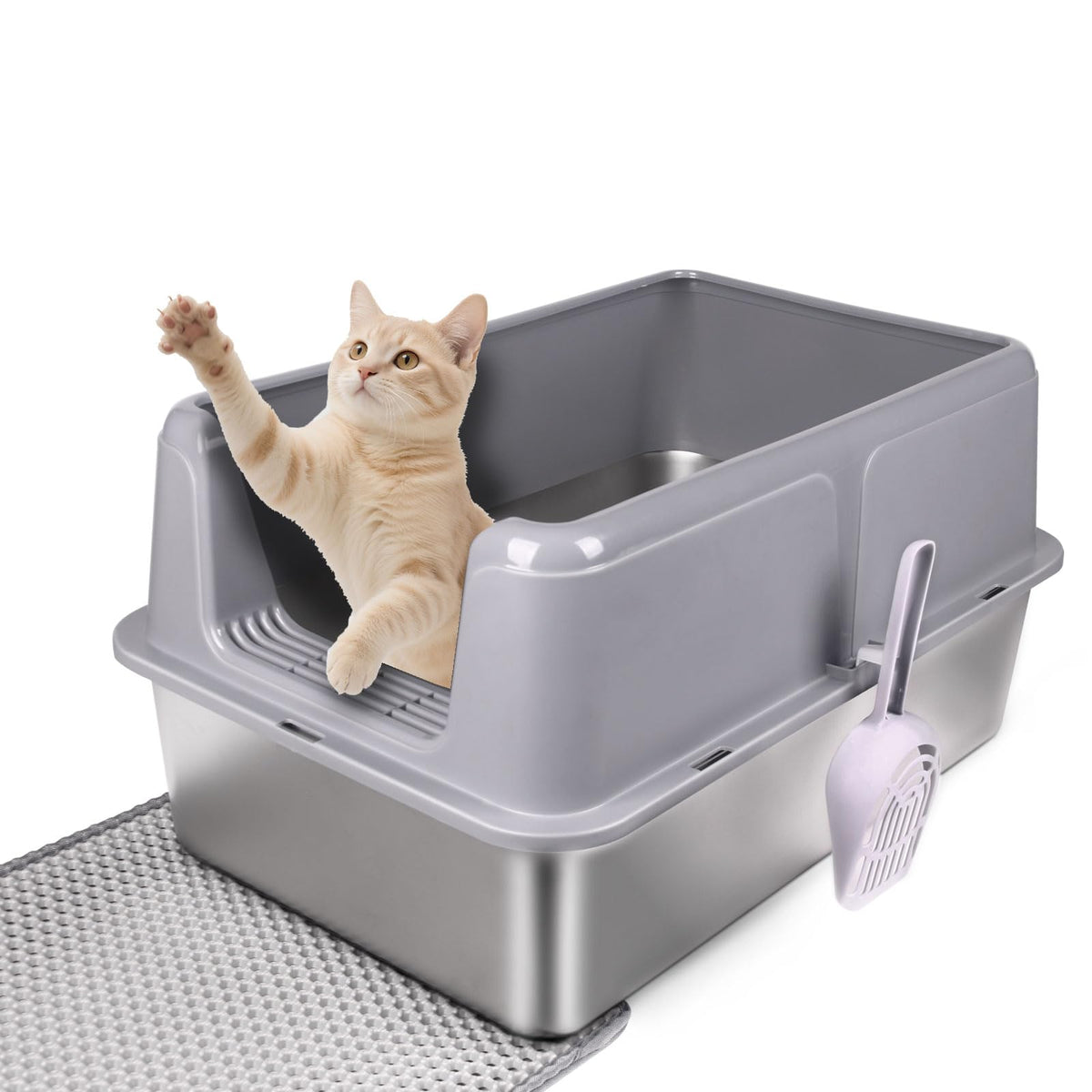 XL Stainless Steel Cat Litter Box with Lid X15526