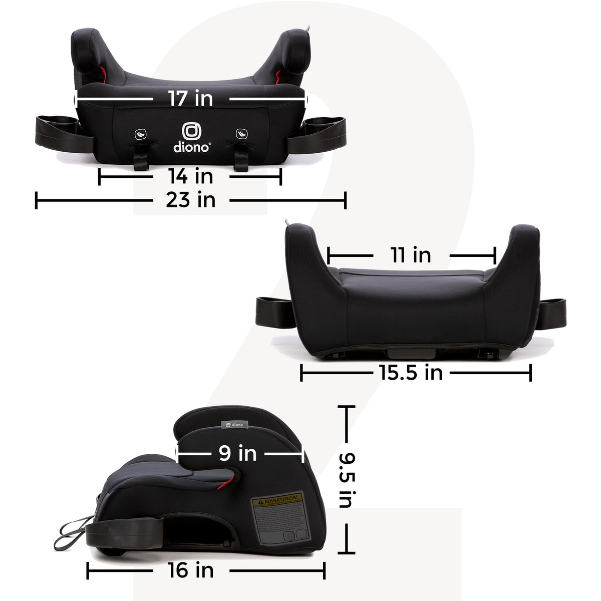 Black Backless Belt-Positioning Booster Seat O969974
